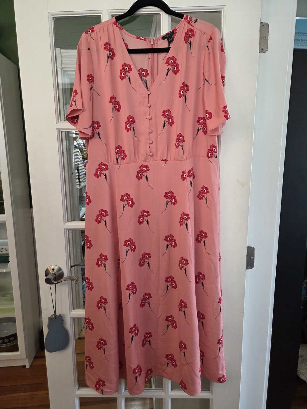 Ann Taylor Pink Floral Midi Dress - Size 16